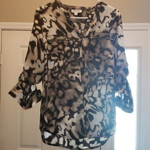 Calvin klein leopard blouse with zippered detail